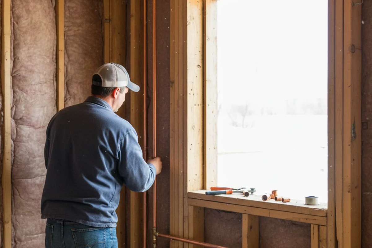Licensed plumber running new copper supply lines in a Rockfall home