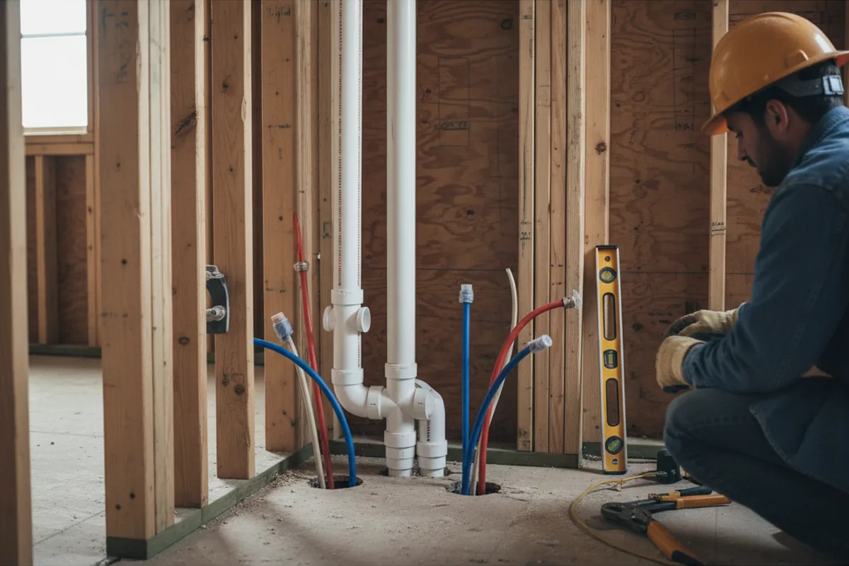 Drain and supply rough-in during Leak Detection in Rockfall